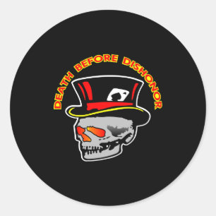 Death Dishonour Skull Black Classic Round Sticker