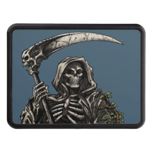 Death - Evil Skeleton Grim Reaper with Scythe Trailer Hitch Cover