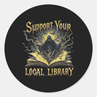 Death Gothic Support Your Local Library Lovers Boo Classic Round Sticker