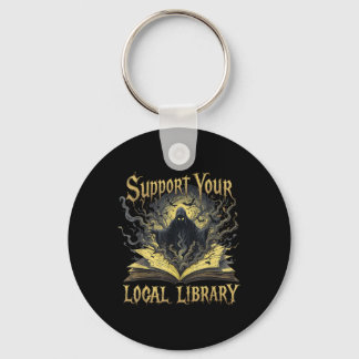 Death Gothic Support Your Local Library Lovers Boo Keychain