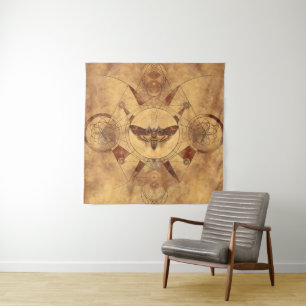 Death-head Hawkmoth Sacred Geometry Digital Art Tapestry