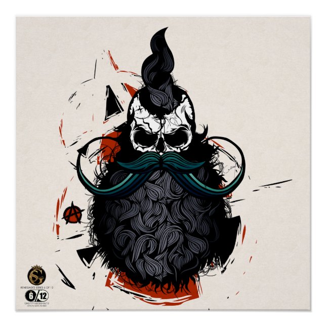 Death head hipster skulls punk anarchist poster (Front)