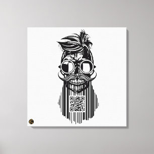 Death head QR G-Skulls bar code with beard 6 Canvas Print