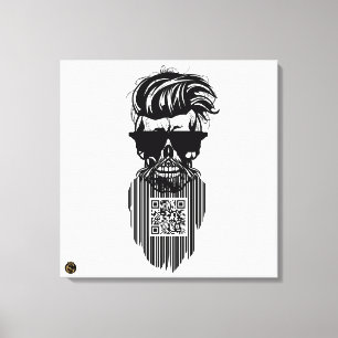 Death head QR G-Skulls bar code with beard 9 Canvas Print