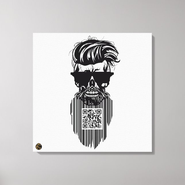 Death head QR G-Skulls bar code with beard 9 Canvas Print (Front)