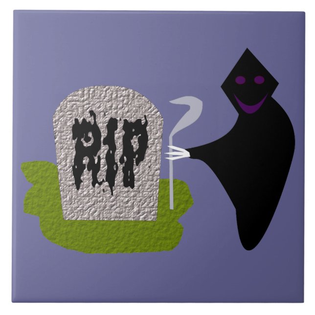 Death in the Cemetery Halloween Tile (Front)