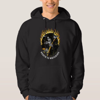 Death Is Watching Grim Reaper Gothic Retro Fire Oc Hoodie