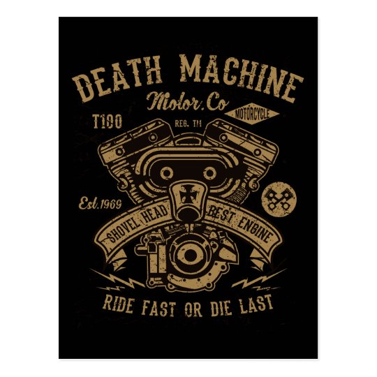 Death Machine Harley Motor Ride Fast or Die Last Postcard