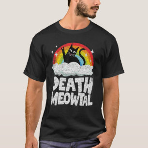 Death Meowtal Cat Rainbow Retro Kids Goth Death Me T-Shirt