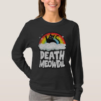 Death Meowtal Cat Rainbow Retro Kids Goth Death Me