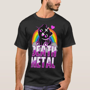 Death Metal Cute Cat Kitten Rainbow Upside Down Cr T-Shirt