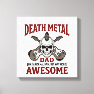 Death Metal Dad Skull Guitar Vintage Shirt Design_ Canvas Print