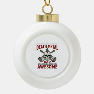 Death Metal Dad Skull Guitar Vintage Shirt Design_ Ceramic Ball Christmas Ornament