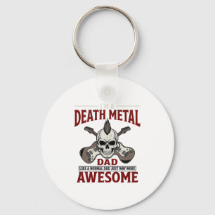 Death Metal Dad Skull Guitar Vintage Shirt Design_ Keychain