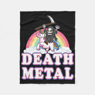Death Metal Funny Rainbow Grim Reaper Unicorn Shir Fleece Blanket