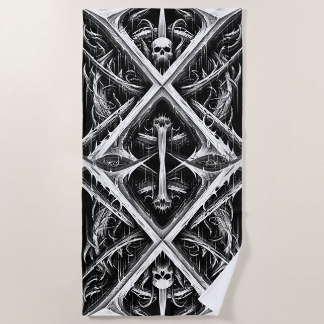 Death Metal Headbanger - Heavy Metal Metalheads Beach Towel (Front)