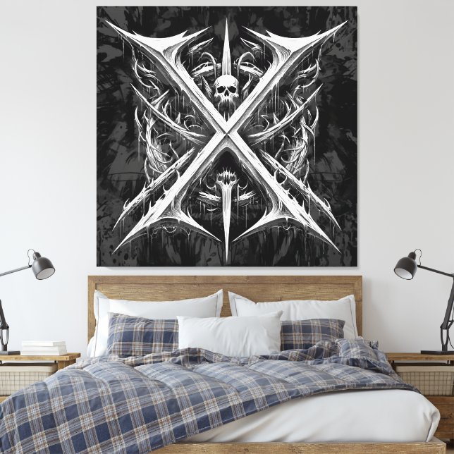 Death Metal Headbanger - Heavy Metal Metalheads Canvas Print (Insitu(Bedroom))