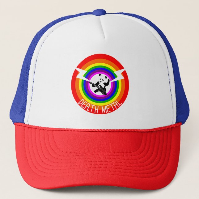 Death Metal Panda Guitar Trucker Hat (Front)