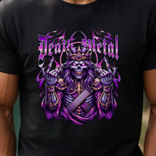 Death Metal Purple Skeleton Rocker Zombie King T-Shirt