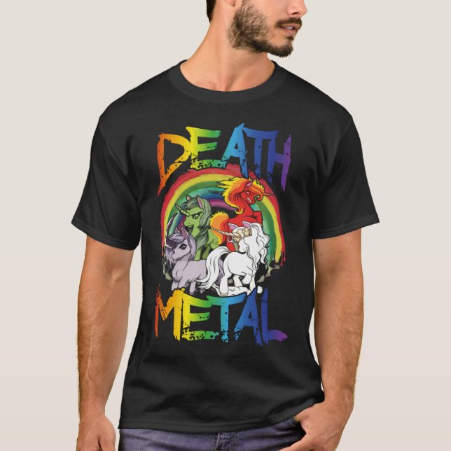 Death Metal  Rainbow Unicorn Apocalypse T-Shirt (Front)