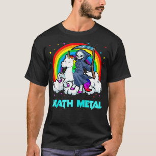 Death Metal s Unicorn Rainbow Grim Reaper Heavy Me T-Shirt