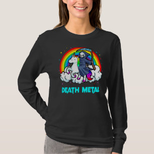 Death Metal Unicorn Rainbow Grim Reaper Heavy Me T-Shirt