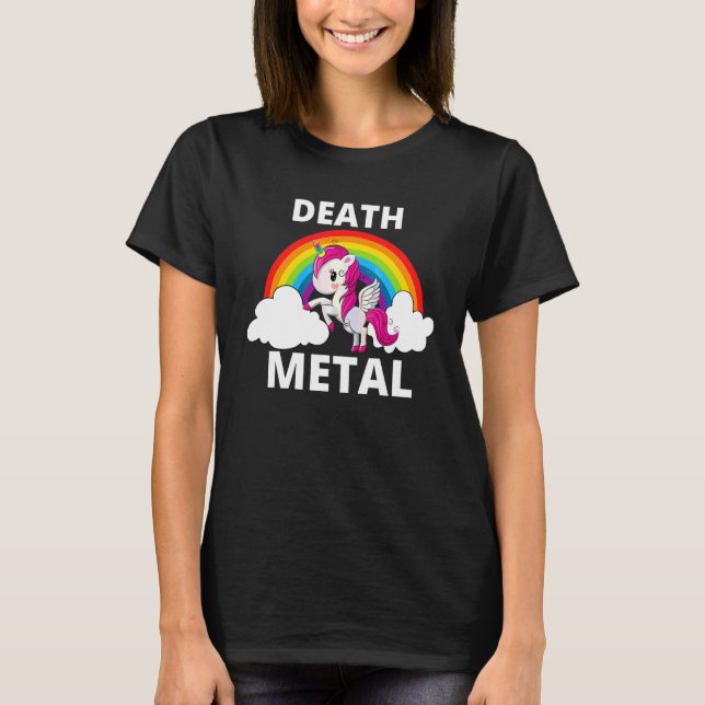 Death Metal Unicorn Rainbow Heavy Metal T-Shirt (Front)
