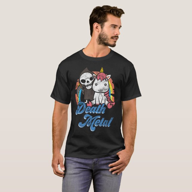 Death Metal Unicorn Rainbow T-Shirt (Front Full)