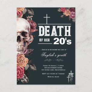 Death of her 20s 30th birthday invitation postcard