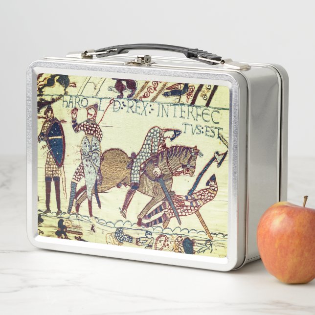 Death of King Harold (Bayeux Tapestry) Postcard Metal Lunch Box (In Situ)