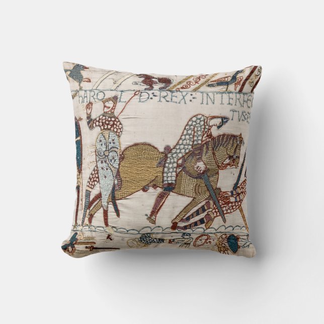Death of King Harold (Bayeux Tapestry) Throw Pillow (Front)