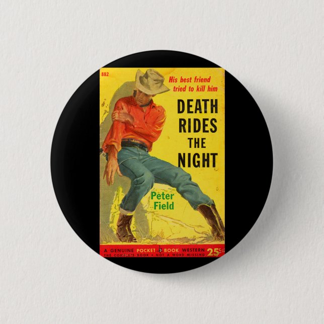 Death Rides the Night western book cover 2 Inch Round Button (Front)