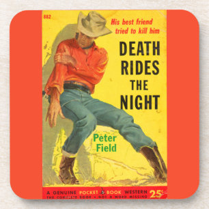 Death Rides the Night western book cover Coaster