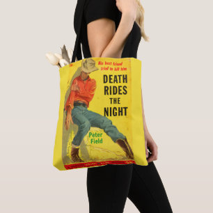 Death Rides the Night western book cover Tote Bag