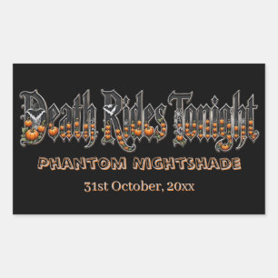 Death Rides Tonight Orange Pumpkins Bat Spooky Art Sticker