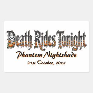 Death Rides Tonight Orange Pumpkins Bat Spooky Art Sticker