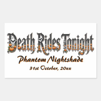 Death Rides Tonight Orange Pumpkins Bat Spooky Art Sticker