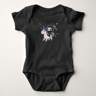 Death Riding Unicorn Funny Unicorns Rainbow Baby Bodysuit
