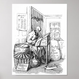 Death Skeleton Writing list Macabre Horror Art Poster