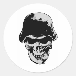 Death skull stalhelm classic round sticker