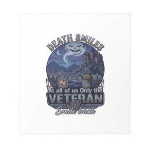 Death Smiles Veteran Halloween Ghost Graveyard Hau Notepad