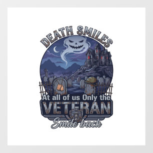 Death Smiles Veteran Halloween Ghost Graveyard Hau Window Cling