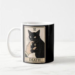 Death Tarot Card Black Cat Halloween Witchy Spooky Coffee Mug