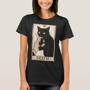 Death Tarot Card Black Cat Halloween Witchy Spooky T-Shirt