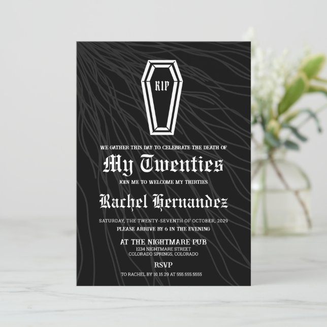Death To My 20's Birthday Invitation (Standing Front)