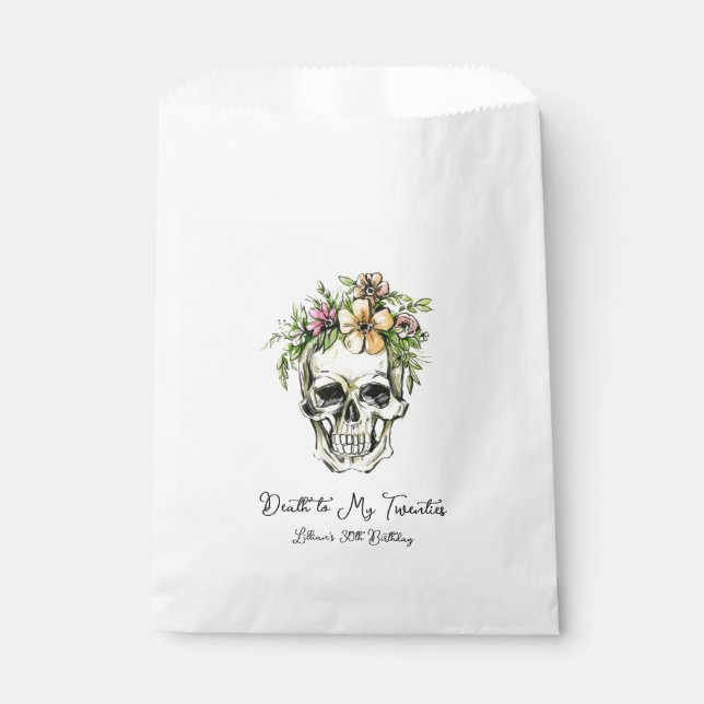 Death to My 20s Birthday Skull Favour Bag (Front)