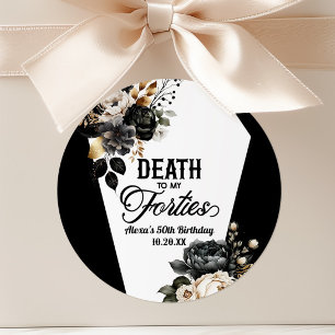 Death To My Forties Floral 50th Birthday Party Classic Round Sticker