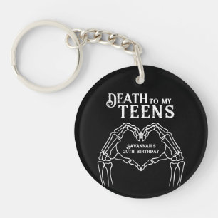 Death To My Teens Trendy Gothic 20th Birthday Keychain