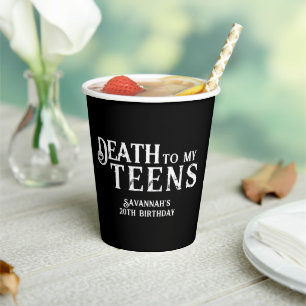 Death To My Teens Trendy Gothic 20th Birthday Paper Cups