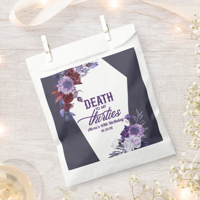 Death To My Thirties Floral 40th Birthday Party Favour Bag (Clipped)